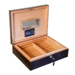Brizard & Co Croco Pattern Black Airflow Humidor -cigar lighter store brizard co croco pattern black airflow humidor 93
