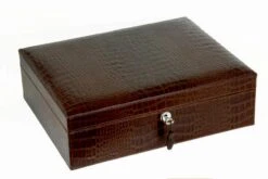 Brizard & Co Croco Pattern Airflow Humidor - Dark Brown -cigar lighter store brizard co croco pattern tobacco airflow humidor 93