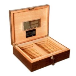 Brizard & Co Croco Pattern Airflow Humidor - Dark Brown