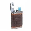 Brizard & Co. Gatsby Genuine Caiman Tobacco And Orange Leather Triple Torch Flame Table Lighter
