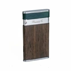 Brizard & Co. Gunmetal Ebony And Forest Green Leather Two Tone Sottile Single Torch Flame Lighter