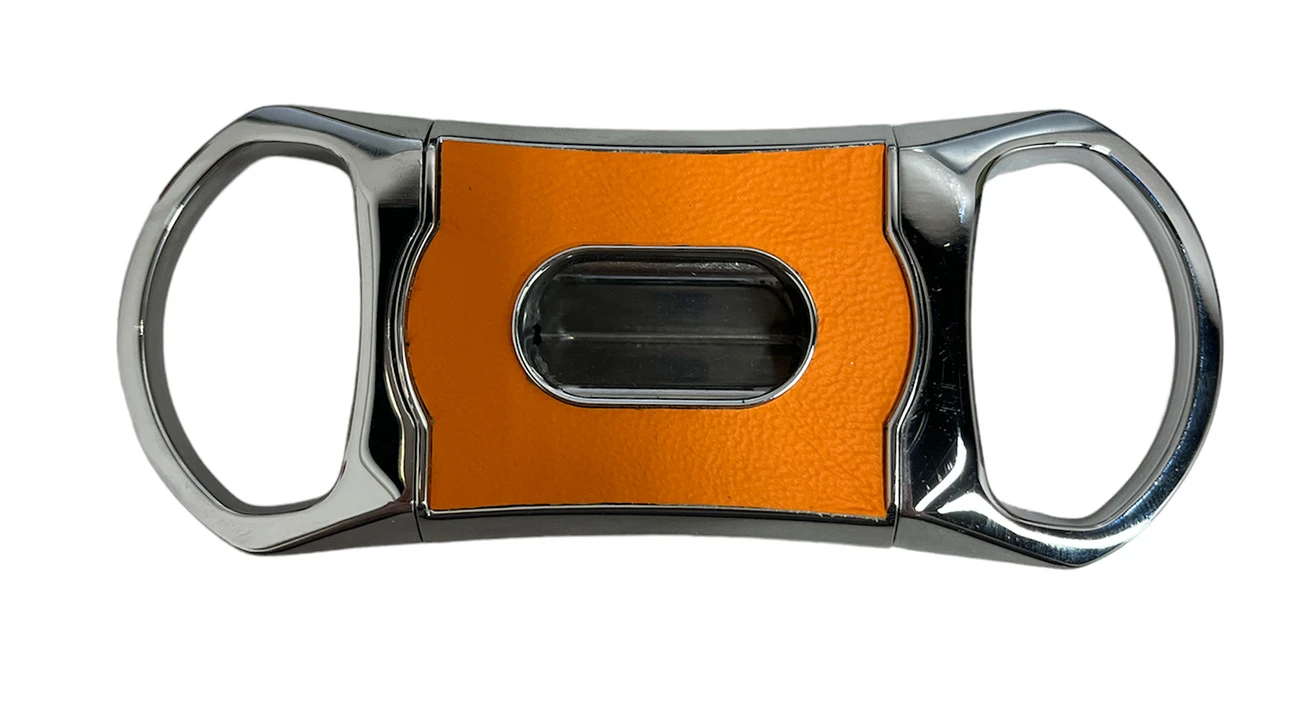 Brizard & Co. V Cutter With Pouch - Genuine Caiman Tobacco And Racing Orange 3 Brizard & Co. V Cutter With Pouch - Genuine Caiman Tobacco And Racing Orange