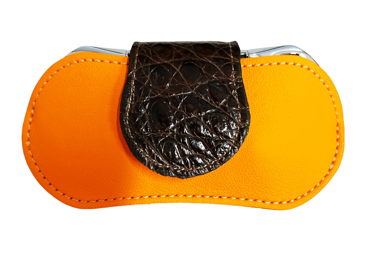 Brizard & Co. V Cutter With Pouch - Genuine Caiman Tobacco And Racing Orange 4 Brizard & Co. V Cutter With Pouch - Genuine Caiman Tobacco And Racing Orange - Image 2