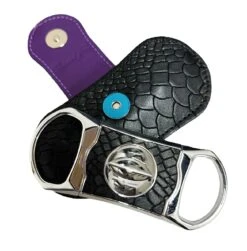Brizard & Co. V Cutter With Pouch - Python And Royal Purple