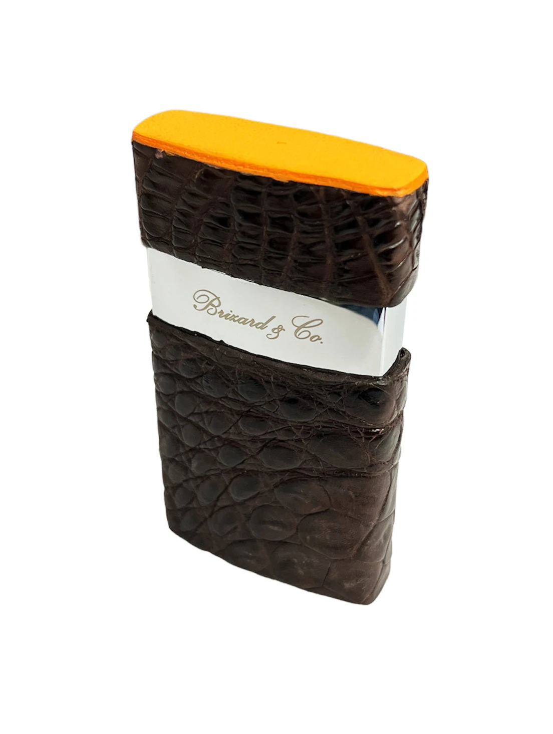 Brizard & Co Venezia Single Jet Flower Flame Lighter - Genuine Caiman Tobacco And Racing Orange 5 Brizard & Co Venezia Single Jet Flower Flame Lighter - Genuine Caiman Tobacco And Racing Orange - Image 3