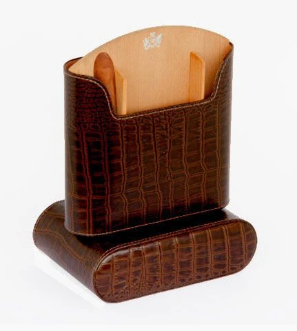 Brizard Travel Humidor Croco Pattern Tobacco - Made In The USA 4 Brizard Travel Humidor Croco Pattern Tobacco - Made In The USA - Image 2