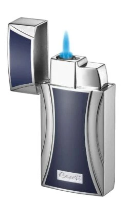 Caseti Naxos Single Jet Flame Cigar Lighter - Blue Lacquer & Chrome -cigar lighter store caseti naxos single jet flame cigar lighter blue lacquer chrome 110
