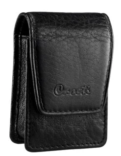 Caseti Espresso Smooth Black Leather Lighter Case