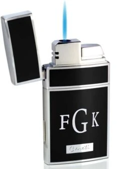 Caseti Troy Black Lacquer Single Torch Flame Cigar Lighter