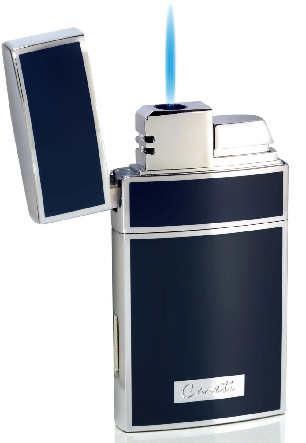 Caseti Troy Blue Lacquer Single Torch Flame Cigar Lighter 4 Caseti Troy Blue Lacquer Single Torch Flame Cigar Lighter - Image 2