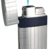 Caseti Troy Polished Chrome With Blue Single Torch Flame Cigar Lighter