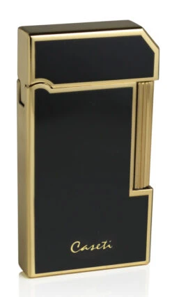 Caseti Windsor Gold Plating With Black Lacquer Flint Traditional Flame Lighter