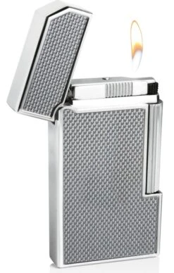 Caseti Windsor Traditional Flame Flint Lighter - Silver Carbon Fiber -cigar lighter store caseti windsor traditional flame flint lighter silver carbon fiber 96