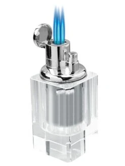 Crystal Hi-Polish Chrome Square Base Cigar Lighter