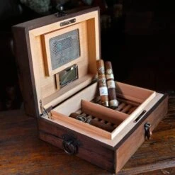 Small Hacienda Airflow Black Walnut Humidor - Holds 30-40 Cigars -cigar lighter store small hacienda airflow black walnut humidor holds 30 40 cigars 89