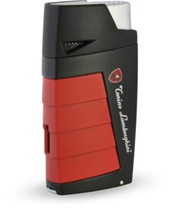 Tonino Lamborghini Duo Twin Jet Torch Flame Cigar Lighter - Black With Red