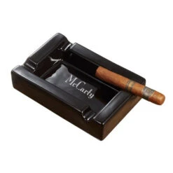 Visol Wesley Black Rectangular Cigar Ceramic Ashtray With Free Laser Engraving -cigar lighter store visol beatrix black rectangular cigar ceramic ashtray with free laser engraving 105