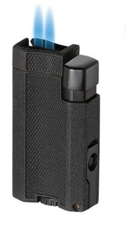 Visol Concave Double Flame Torch Lighter - Black Crackle