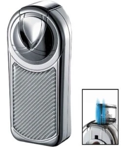 Visol Dobrev III Triple Jet Flame White Carbon Fiber Cigar Lighter -cigar lighter store visol dobrev iii triple jet flame white carbon fiber cigar lighter 49