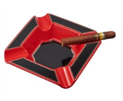 Visol Festus Large Cigar Ashtray - Matte Black And Red -cigar lighter store visol festus large cigar ashtray red 51