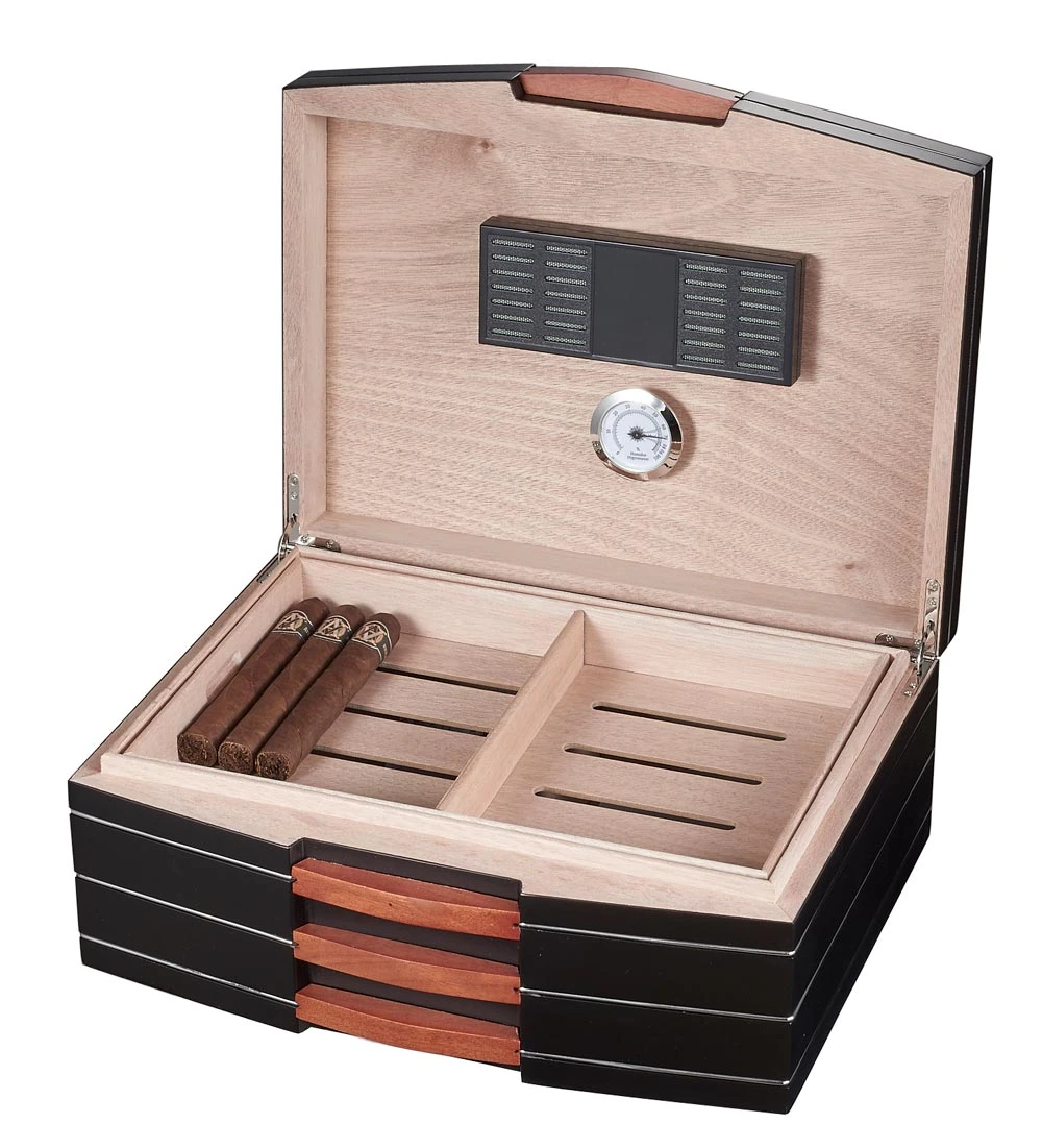 Visol Gerard Modern Polished Black Cigar Humidor - Holds 100 Cigars 5 Visol Gerard Modern Polished Black Cigar Humidor - Holds 100 Cigars - Image 3