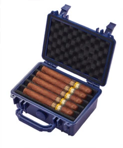 Visol Rider Hard Indigo Blue Plastic Travel Humidor - 15 Cigars -cigar lighter store visol indigo blue rider hard plastic travel humidor 15 cigars 53