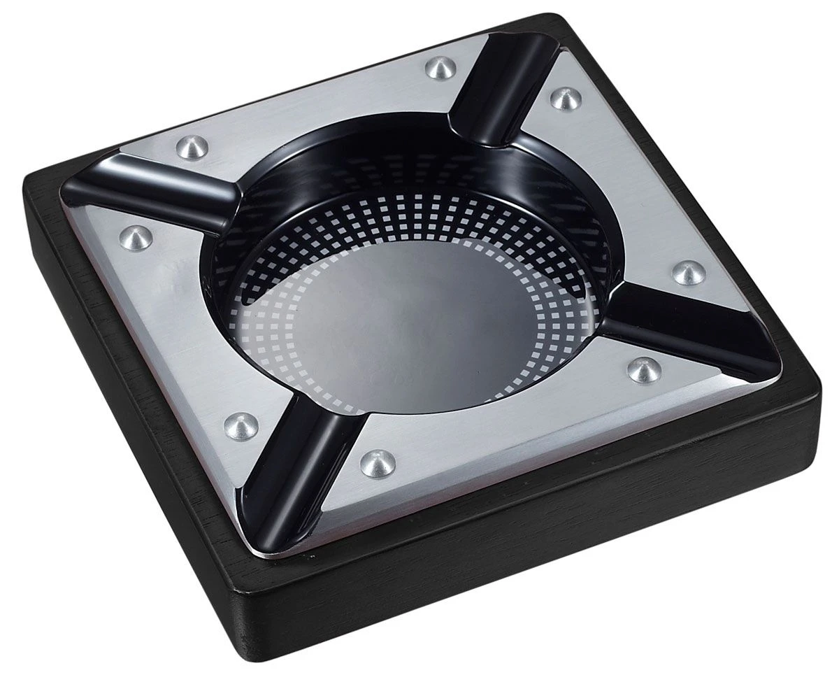 Visol Iris Metal And Black Matte Wood Cigar Ashtray 3 Visol Iris Metal And Black Matte Wood Cigar Ashtray