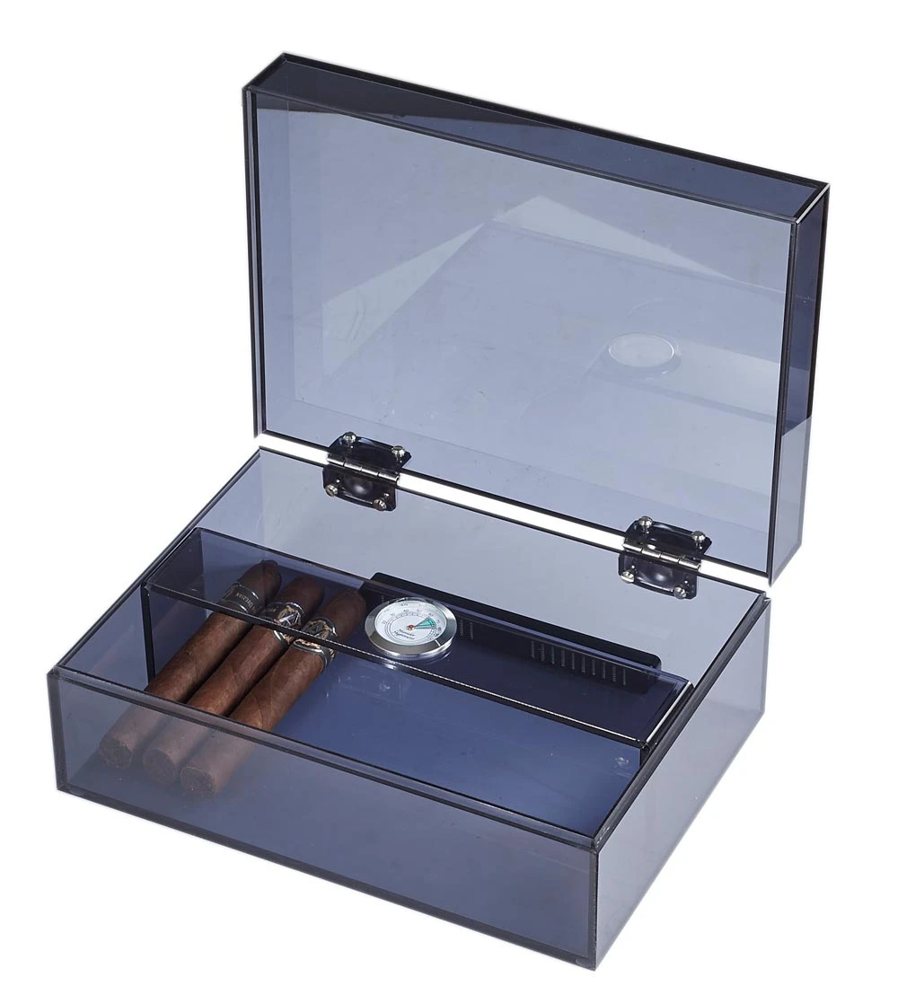 Visol Leo Transparent Navy Blue Acrylic Cigar Humidor 4 Visol Leo Transparent Navy Blue Acrylic Cigar Humidor - Image 2