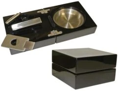 Visol Bremen Black Lacquer Folding Cigar Ashtray With Cutter And Punch -cigar lighter store visol quot bremen quot black lacquer folding cigar ashtray with cutter and punch 134
