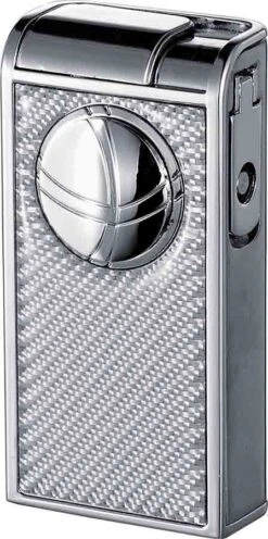 Visol Infinity Double Torch White Carbon Fiber Chrome Cigar Lighter -cigar lighter store visol quot infinity quot double torch white carbon fiber chrome cigar lighter 55