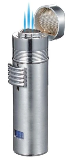 Visol Saddle Triple Torch Lighter -Silver -cigar lighter store visol saddle triple torch lighter silver 77