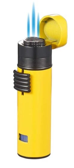 Visol Saddle Triple Torch Lighter -Yellow -cigar lighter store visol saddle triple torch lighter yellow 77