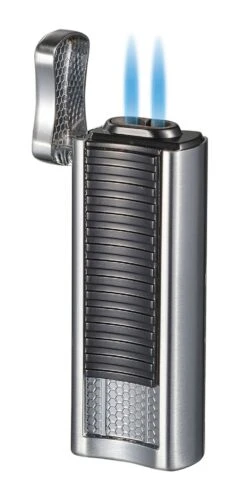 Visol Tiger Double Flame Cigar Lighter - Silver -cigar lighter store visol tiger double flame cigar lighter silver 81