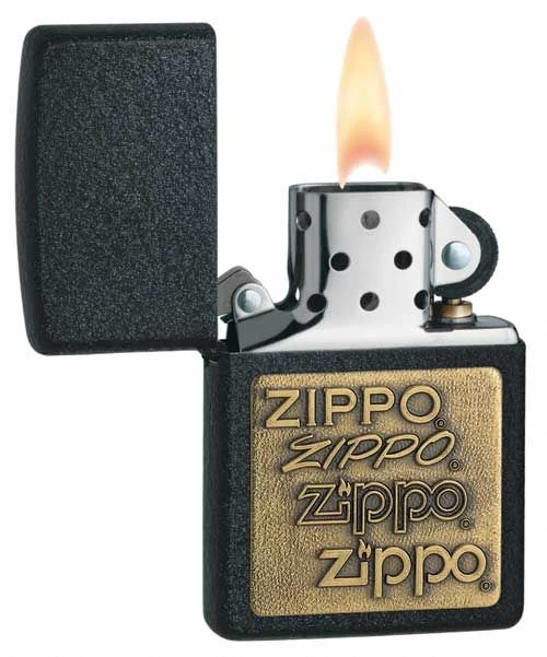 Discontinued - Zippo Brass Emblem Black Crackle Lighter 3 Discontinued - Zippo Brass Emblem Black Crackle Lighter