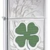 Zippo Four Leaf Clover High Polish Chrome Lighter 1 Zippo Four Leaf Clover High Polish Chrome Lighter -cigar lighter store zippo four leaf clover high polish chrome lighter 41