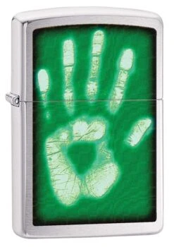 Zippo Ghostly Handprint Brushed Chrome Lighter