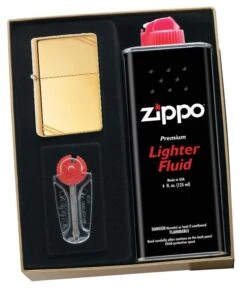 Zippo High Polished Brass Vintage Lighter Gift Kit - Ships By Ground Only