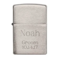 Zippo Lighter - Brushed Chrome Personalized With Free Engraving