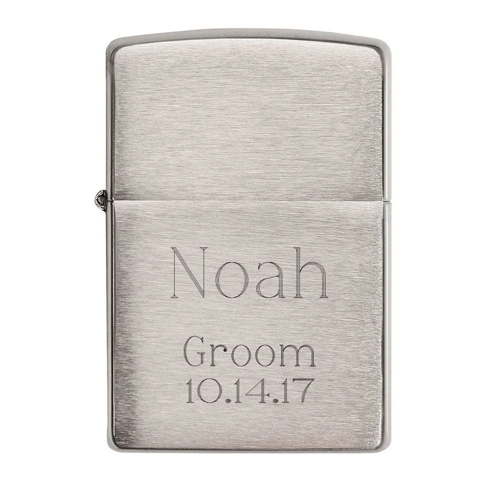 Zippo Lighter - Brushed Chrome Personalized With Free Engraving 3 Zippo Lighter - Brushed Chrome Personalized With Free Engraving