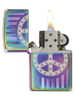 Zippo Rivit Peace Sign Spectrum Lighter