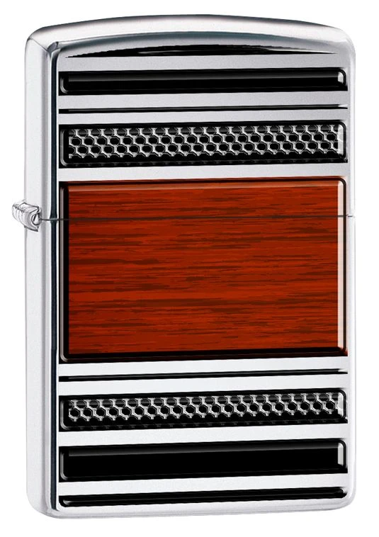 Zippo Steel And Wood High Polish Chrome Windproof Lighter 3 Zippo Steel And Wood High Polish Chrome Windproof Lighter
