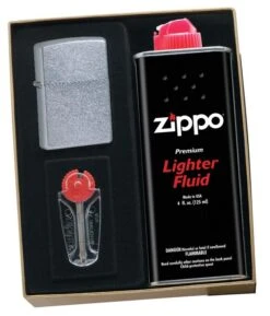 Zippo Street Chrome Lighter Gift Kit - Ships By Ground Only